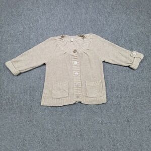 Fashion Bug Cardigan Sweater Womens Large Beige Knit Button Front Pockets‎